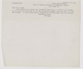 Letter to Marcia C. Noyes, October 14, 1910