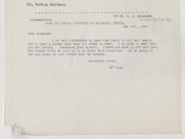 Letter to Francis John Shepherd, November 5, 1912