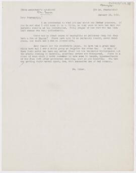 Letter to  Fearnside, January 26, 1915