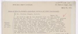 Letter to Charles Joseph Singer, March 31, 1919