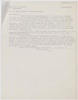 Letter to Harvey Cushing, January 6, 1915
