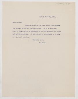 Letter to Henry Barton Jacobs, May 31, 1912