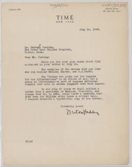 Letter to Harvey Cushing, July 16, 1925