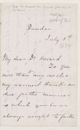 Letter to Robert Palmer Howard, July 8, 1874