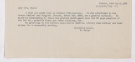 Letter to Grace W. Myers, April 15, 1919