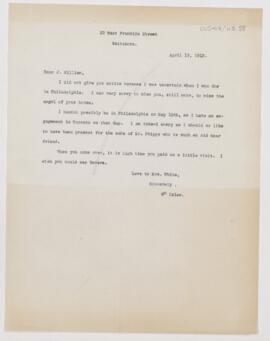 Letter to James William White, April 19, 1913