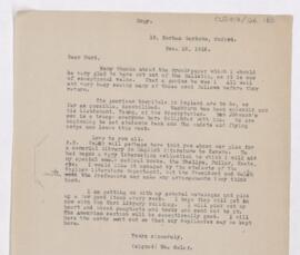 Letter to Henry Mills Hurd, December 18, 1918