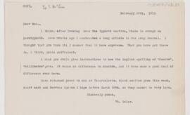 Letter to Thomas McCrae, February 29, 1912