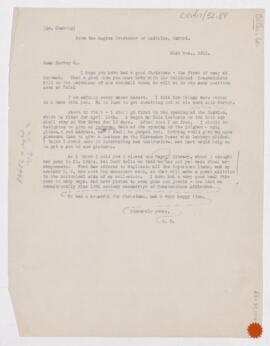 Letter to Harvey Cushing, December 31, 1912