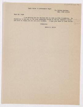 Letter to Walter Hines Page, December 13, 1916
