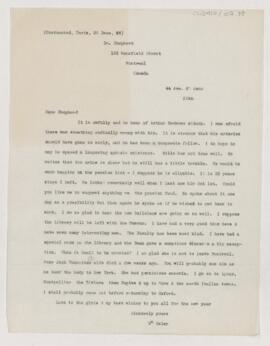 Letter to Francis John Shepherd, December 20, 1908