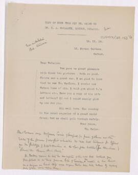 Letter to Hugh A. McCallum, September 13, 1919