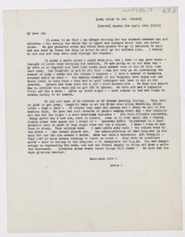 Letter to Susan Revere Chapin, April 10, 1916