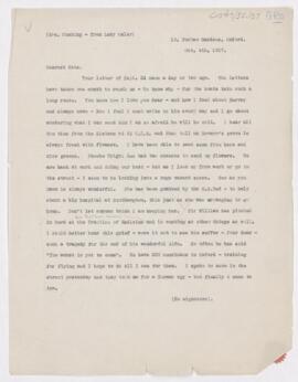 Letter to Katharine Stone Crowell Cushing, October 4, 1917