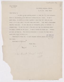 Letter to Harvey Cushing, January 10, 1919