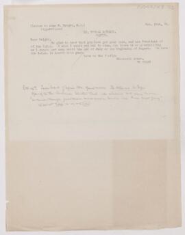 Letter to Adam H. Wright, October 19, 1909