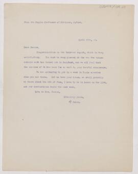 Letter to Henry Barton Jacobs, April 27, 1910