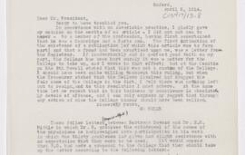 Letter from William Osler, April 8, 1914
