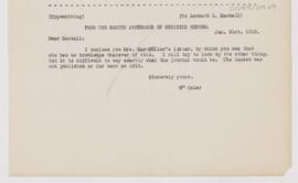 Letter to Leonard L. Mackall, January 31, 1910