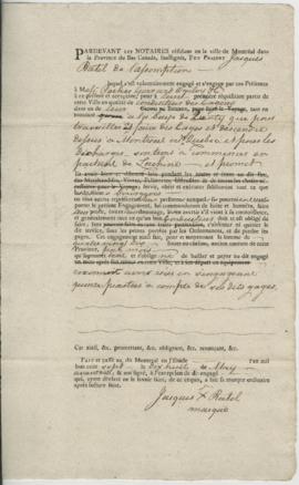 Contract for Jacques Ratel of L'Assomption.