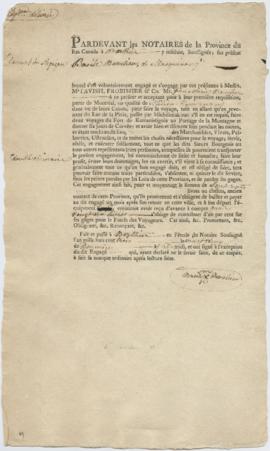 Voyageur contract for Basile Beaulieu