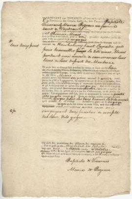 Voyageur contract for Baptiste Viverais and Marie Bezeau