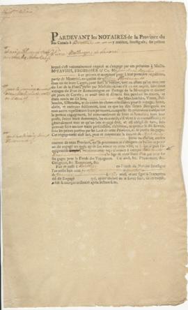 Voyageur contract for Pierre Bellager of Lanoraie