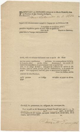 Voyageur contract for Louis Landreville