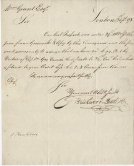 Copy of letter from Brickwood, Pattle, & Co. to William Grant