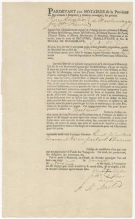 Voyageur contract for Pierre Cloutier, Jean-Baptiste Fleurie of Maskinonge