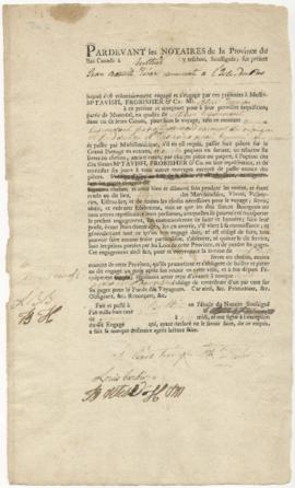Voyageur contract for Jean-Baptiste Teran of Isle du Pas
