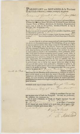 Voyageur contract for Jacques Goulet of l'Assomption