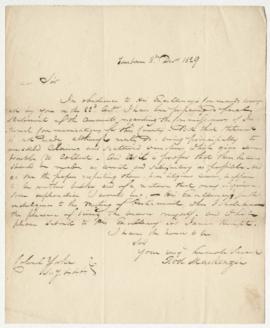Letter to Colonel Yorke