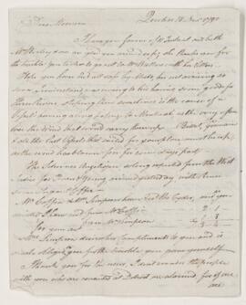 Letter from Robert Woolsey, 18 November 1790