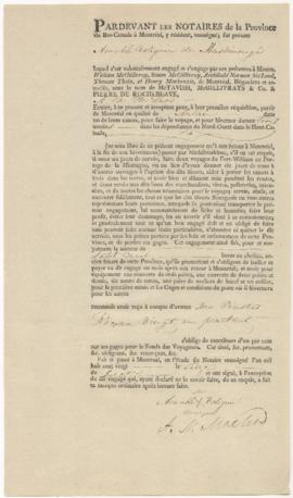 Voyageur contract for Amable Volignie of Maskinonge