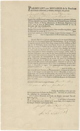 Voyageur contract for Joseph Berrard dit L'Epine of Faubourg St. Laurent of Montreal