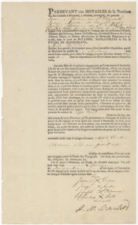 Voyageur contract for Jeremie Godere of St. Elizabeth, Joseph Ayote of Maskinonge, Joseph Brueau ...