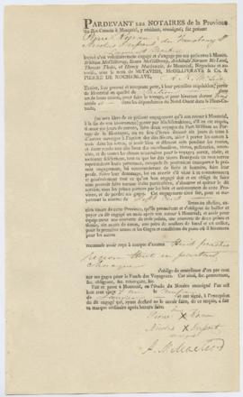 Voyageur contract for Pierre Rousseau, Nicolas Dupont of Faubourg St. Laurent