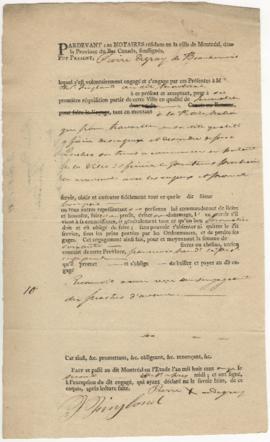 Voyageur contract for Pierre Degray of Beauharnois