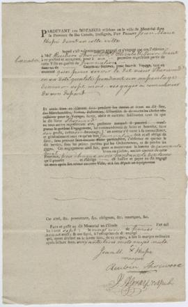 Voyageur contract for Jean-Marie Hupé of Montreal