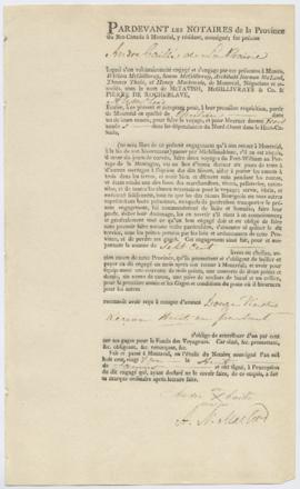 Voyageur contract for Andre Caille of LaPrairie